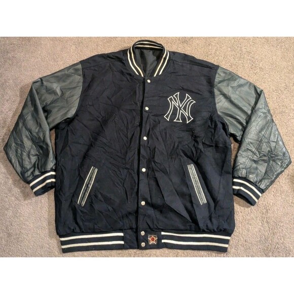 JH Design New York Yankees Wool Leather Varisity Reversible Jacket Men's 4XL - Picture 1 of 10